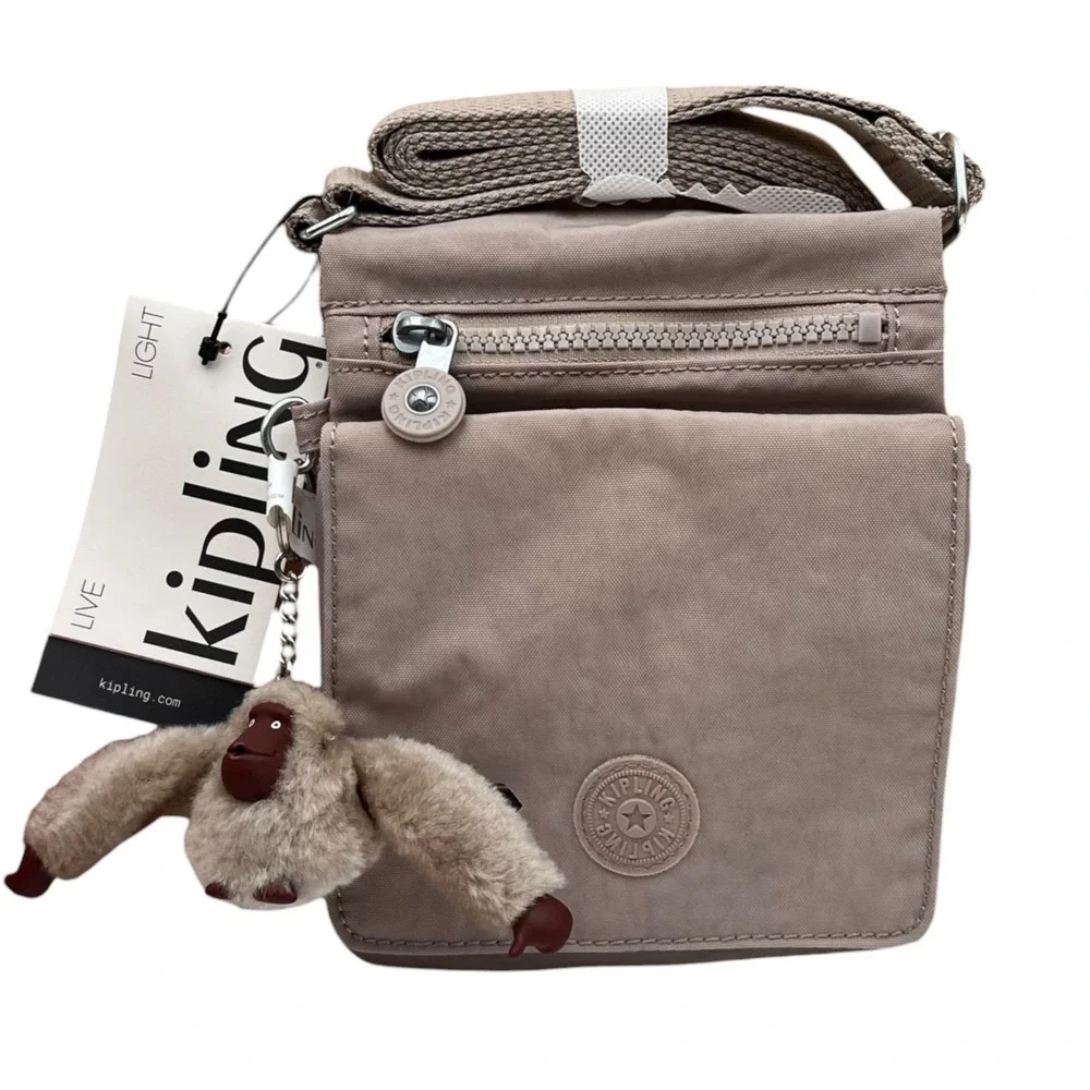 Kipling Eldorado Women's Small Nylon Crossbody Bag Tan Beige Water Resistant
